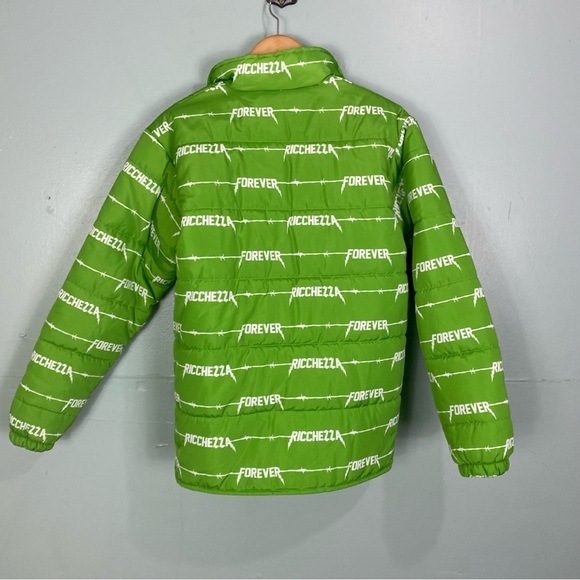 Ricchezza Forever Green Zip Up Jacket Puffer Sz S - Picture 6 of 6